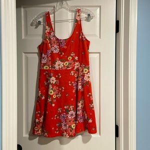 Red floral dress